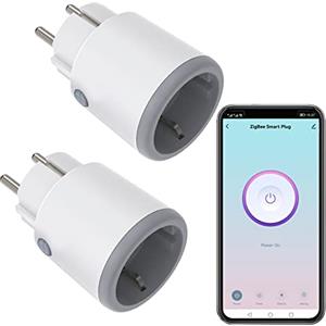 Zecamin Zigbee Presa Smart Alexa, 16A Presa Intelligente con Misurazione Corrente, Smart Plug 3680W con Controllo Remoto/Controllo Vocale, Presa Temporizzata Compatibile Alexa Google Home 2 Pack