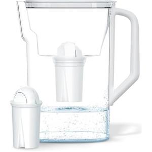 Wessper Caraffa Filtrante 2.7 L per Acqua | Compatibile con Brita Classic, Effetto per Ridurre Calcare, Cloro e Metalli | Caraffa Filtrante per l'acqua + Cartuccia Filtrante Aquaclassic - Blanc