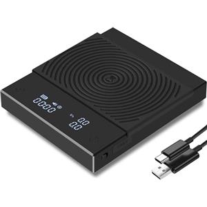 TIMEMORE ‌TIMEMORE Black Mirror Basic 2, Bilancia Digitale per Caffè con Timer Automatico e Funzione Flusso, Precisione 0.1g, Capacità 2000g, Nero