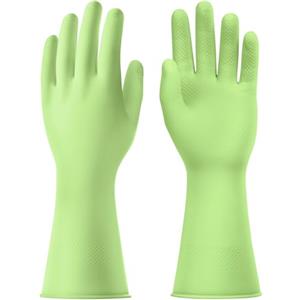 AUAUY 1 Paio Guanti Pulizia Casa Riutilizzabili, Guanti Lavapiatti in Gomma, Antiscivolo Impermeabile per Guanti Casalinghi Confortevoli, per Cucina, Lavaggio Stoviglie (L, Verde)