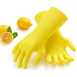 Vgo... Guanti Lavoro Lunghi con Fodera, no-Allergia senza Lattice per Pulizia Alimentari Domestici Anticalore&Antifreddo da Cucina Bagno Casalinghi Lavapiatti in TPE, Non Odore, 1 paio