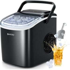 ecozy Macchina Ghiaccio, 12KG/ 24 ore, 9 Cubetti di Ghiaccio in 6 Minuti, 2 Dimensioni di Ghiaccio, Macchina del Ghiaccio Autopulente, Ice Maker Portatile per Casa/Festa/Cucina/Bar