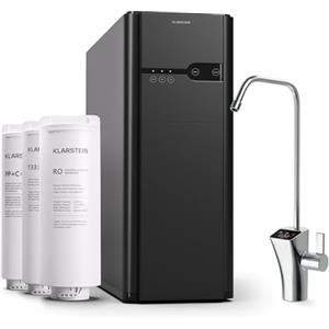 Klarstein Filtraggio Acqua per Casa, Sistema di Filtraggio Acqua 600GPD, Filtro Osmosi Inversa Acqua Potabile, Filtrazione a 5 Stadi, 3 Filtri, 99.99% di Purità, Montaggio Veloce, Sistema Osmosi