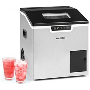 KLARSTEIN Icefestival - Macchina del Ghiaccio, 400W, 12-20 kg/24h, Capacità Vano: 1,9 kg, Bullet Ice, Shaved Ice, Touch, Afflusso Idrico con Tubo, Acciaio Inox, Stile: Bullet, Serbatoio: 3 L