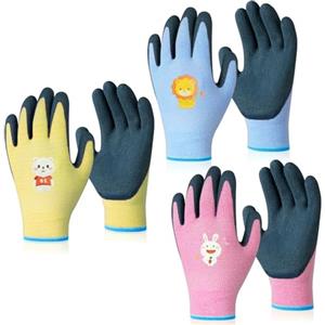Ainiv 3 Paio Guanti Bambini da Giardinaggi, Guanti Protettivi in lattice per Bambini da 8 a 12 Anni, per Fatti a Mano Fai-da-te, Lavori Domestici Quotidiani, Pittura, Attività All'aperto