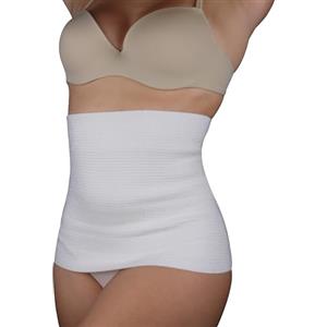 Leedya Fascia Lombare Supporto Schiena Elasticizzata 100% Made in Italy, Pancera Addominale Riscaldante per Mal di Schiena - Pancera Post Operatoria in Lana e Cotone (Tg 2/XS 46/59 Cm, Bianco)