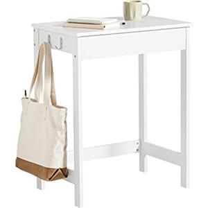 SoBuy Scrivania Salvaspazio con 1 Cassetto e 2 Ganci Tavolo da Lavoro Angolare Piccolo per Ufficio o Studio Scrivania Bianca per Casa, Cameretta o Computer 60x40x77cm FWT43-W