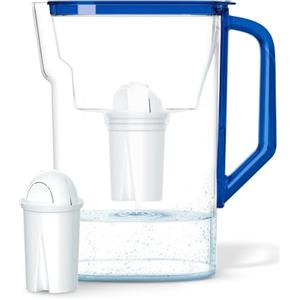 Wessper Caraffa Filtrante 2.7 L per Acqua con Contatore | Compatibile con Brita Classic, Effetto per Ridurre Calcare | Caraffa Filtrante per l'acqua + Cartuccia Filtrante Aquaclassic - Blu