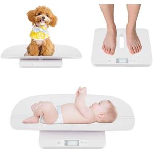 RELAX4LIFE Bilancia Digitale per Neonati, 2 in 1 per Misura Peso e Altezza, con Vassoio Staccabile, 5 Unità, Schermo LED, Bilancia Elettronica per Animali Domestici, Bambini, Adulti, 50g-150kg
