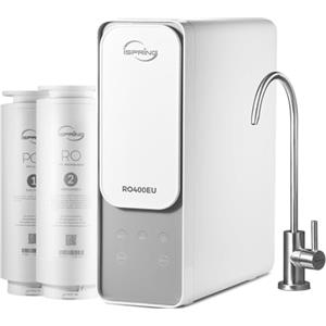 iSpring RO400EU Sistema ad Osmosi Inversa, Filtro dell'Acqua Sottolavello 400 GPD, Puro allo Scarico 2:1, Filtraggio dell'Acqua senza Serbatoio, Riduzione Efficace del TDS