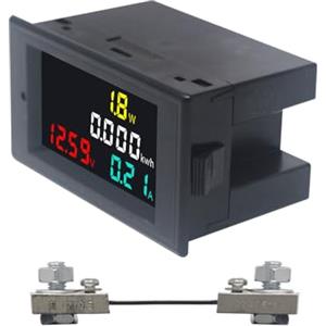 KETOTEK Voltmetro Amperometro Digitale LCD Multimetro DC 7-20V con 100A Shunt Misuratore di Tensione 4 in 1 Volt Amp Watt KWH Meter