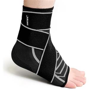 PUTUO Caviglia Tutore Cavigliera con Fascia: Cavigliera Ortopedica per Distorsione per Donna e Uomo - Calze a Compressione con Elastica Tutore Piede per Fascite Plantare Tendinite Nero 43-46 1 Pezzo