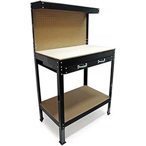 Wiltec Banco da lavoro 1150x550x1400mm Tavolo da officina con parete forata