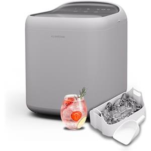 Klarstein SparkIce - Macchina del Ghiaccio, 15 kg/24h, Cubetti in 6 Min, Touchpad, Pulizia Automatica, Cubetti in 2 Dimensioni, Macchina del Ghiaccio da Casa, Ice Maker con Paletta, Bianco