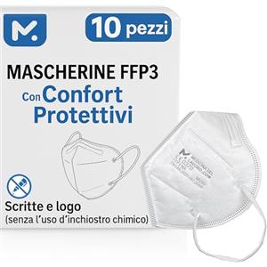 medicinadellavoro.com 10 Mascherine FFP3 Colorate Certificate CE, Mascherina 5 Strati, Maschera Facciale di Protezione da Polvere e Antiparticolato, Face Mask Protettiva Alta Efficienza di Filtraggio PFE≥99, 10 Pezzi