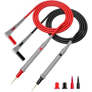 KAIWEETS Cavi di Test in Silicone Sonde per Multimetro Cavo in Silicone da 48 Pollici Punte Dorate CAT III 1000V & CAT IV 600V 20A Compatibile con Multimetri Digitali & Pinze Amperometriche - KET20