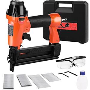 ValueMax Chiodatrice Pneumatica 2 in 1, Sparachiodi Aria Compressa con 200 Chiodi e 200 Graffette, Scarico dell'Aria 360° Orientabile, con Occhiali di Protezione e Custodia in Plastica Portatile