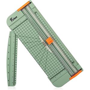 Firbon Taglia Carte per Ufficio Professionale, Plastificatrice Taglierina, Taglierina Titanio Scrapbooking con Sicura Automatica(Morandi)