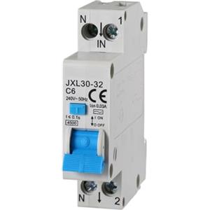 gloca Interruttore Magnetotermico Differenziale 1P+N 30mA 220V 4.5KA 1 Modulo DIN (6 Ampere)