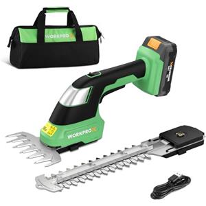 WORKPROX Tagliasiepi a Batteria 20V, 2-in-1 Forbici a Batteria con 2 lame da 2Ah con funzione PowerBank e cavo di ricarica di tipo C, tagliaerba elettrico Per diserbare, potare gli alberi