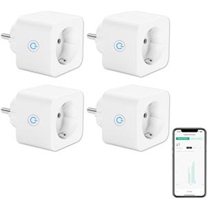 ANTELA Presa Smart WLAN ANTELA Misurazione Consumo Energetico 16A Compatibile con Alexa/Assistente Google, Controllo Vocale, Protezione Bambini, Telecomando APP, 2,4 GHz, 3680 W, 4Pz