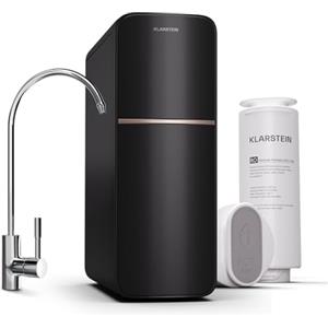 Klarstein Filtraggio Acqua per Casa, Sistema di Filtraggio Acqua 600GPD, Filtro Osmosi Inversa Acqua Potabile, Filtrazione a 5 Stadi, 2 Filtri, 99.99% di Purità, Montaggio Veloce, Sistema Osmosi
