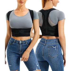 Junlan Correttore Posturale Spalle Schiena Busto Ortopedico Lombare Uomo e Donna Raddrizza Dritta Supporto per Schiena Dritta e Raddrizza Fascia Spalle(Nero,M-L)