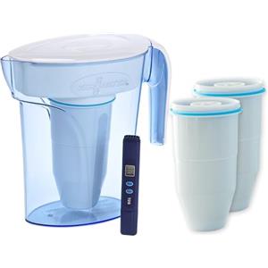 ZeroWater Combo Caraffa filtrante per acqua 1,7 L, 3 filtri e misuratore della qualitá dell'acqua inclusi, Plastica priva di BpA e certificato per la Riduzione di Piombo e Altri Metalli Pesanti