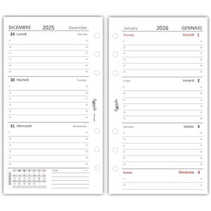 Agendepoint.it - Ricambio agenda organizer settimanale 2026 a righe 9,5x17cm 90gr