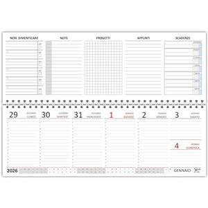Agendepoint.it Planning settimanale spiralato 10x30cm festivi in rosso e vari note ed appunti