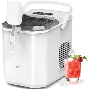 WIE Macchina per cubetti di ghiaccio da 12 kg, 9 cubetti in 6 minuti, piccola macchina autopulente con manico portatile