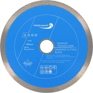 PRODIAMANT Disco da taglio diamantato Tile Professional 180 mm x 30/25,4 mm F702 ProRim no break out su piastrelle smaltate gres porcellanato ceramica e pietra naturale