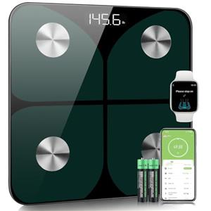 Foryond Bilancia Pesapersone Digitale Professionale Impedenziometrica Senza Fili Intelligente per IOS&Android Integrata con 13 Indici di Misurazione Massa Grassa,Massa Magra e Metabolismo Basale,26*26cm,Verde