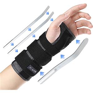 AGPTEK Tutore Polso con 3 Piastre in Alluminio Staccabili, Tutore Tunnel Carpale per Alleviare il Dolore, Sinistro o Destro, 16-23cm