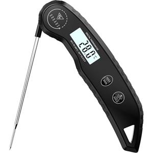DOQAUS Termometro Cucina Termometri per Alimenti Lettura Istantanea 3 secondi, Precisione ±0,5°C, LCD Retroilluminato, per Liquidi Latte Barbecue Olio Frittura Vino Dolci Cibo(Nero)