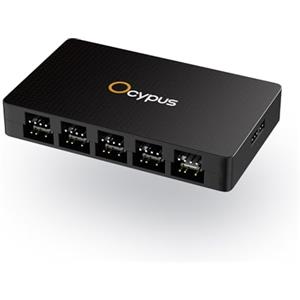 Ocypus Delta EH10 10-Port Fan Hub for Computer Case- 4-pin PWM or 3-pin ARGB Controller, Magnetic Mount, 5V/12V Support, Smart Protection (BK)