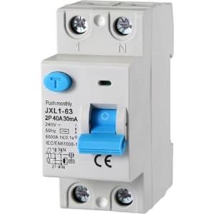 gloca Interruttore Differenziale Puro Salvavita 2P 30mA 220V-6KA 2 Moduli DIN (40 Ampere)