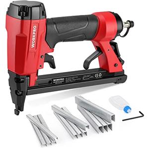 WORKPRO Chiodatrice Pneumatica 7116, Sparachiodi Aria Compressa con 1884 Graffette (6/10/16mm), Scarico Posteriore, Adatto per la Realizzazione di Mobili e Decorazioni (Solo adatto per Graffette)