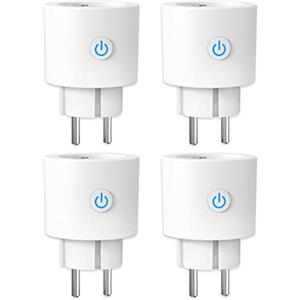 ANTELA Presa Smart WiFi con Monitoraggio Energia, ANTELA Presa Intelligente 16A, 3680W, Controllo Remoto, Funcione Timer, Compatibile con Alexa & Google Assistant, 4Pezzi