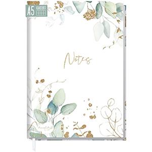 Häfft Taccuino A5 a scacchi "Foglia d'oro" di Trendstuff by Häfft - 124 pagine, 62 fogli - ideale come agenda, journal, libro delle idee - sostenibile e amico del clima