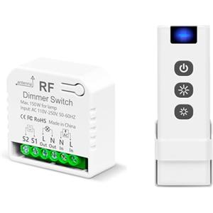 Tedeligo Dimmer Interruttore Luce Senza Fili Con Telecomando, Tedeligo AC220V Controllo Interruttore Dimmerabile Per LED E Alogene, Dimmerabile 10W-150W, Compatibile Con Dimmer Da Pannello A Parete(No Wi-Fi)