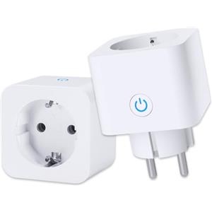 ANTELA Presa smart WLAN ANTELA Misurazione consumo energetico 16A compatibile con Alexa/Assistente Google, controllo vocale, protezione bambini, telecomando APP, 2,4 GHz, 3680 W, 2PCS