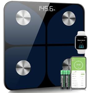 Foryond Bilancia Pesapersone Digitale Professionale Impedenziometrica Senza Fili Intelligente per IOS &Android Integrata con 13 Indici di Misurazione Massa Grassa,Massa Magra e Metabolismo Basale,26*26cm, Blu