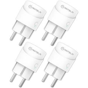 ANTELA Presa Intelligente Wifi, Presa Smart(Type F) 10A con Monitoraggio Energetico, Compatibile con Alexa/Google Assistant, Telecomando App, 2,4 GHz, 4 Pz