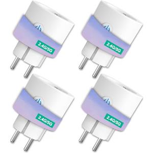 ANTELA Presa Smart 5GHz Wifi, ANTELA Presa Intelligente, Presa Temporizzata(Type F), Prese con Monitoraggio Energia, Controllo Remoto, Compatibile con Alexa/Google Home, 16A 3680W, 4Pz