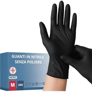 Stone&Stone S&S-Medical Guanti in Nitrile Neri Senza Polvere monouso Resistenti Ipoallergenici Senza Lattice Dispositivo Medico | Uso Professionale Alimentare Medic Alimentare Tatuatori Chef | S M L XL (200, M)