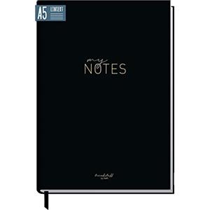 Häfft Taccuino A5 con linee "Edizione nera" di Trendstuff by Häfft - 124 pagine, 62 fogli - ideale come diario, journal, libro delle idee - Sostenibile & rispettoso con il clima