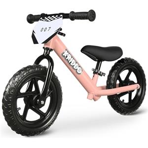 KRIDDO Bicicletta senza pedali 2 anni, Balance Bike età 18 mesi a 5 anni, 12 pollici bici senza pedali con targa personalizzabile (3 set di adesivi inclusi), regalo per 2-3 ragazzi ragazze, Rosa