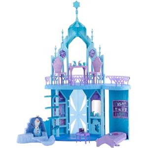 Mattel Disney Frozen - Palazzo di Ghiaccio di Elsa, set con personaggio Olaf e 21 accessori inclusi, 5 aree di gioco ispirate ai film, giocattolo per bambini, 3+ anni, JGG41