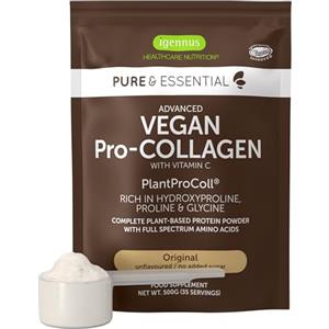 Igennus Healthcare Nutrition Peptidi di collagene vegano in polvere a base vegetale, potenziato con glicina, prolina, idrossiprolina e vitamina C cofattore, non OGM, booster completo di collagene vegetariano, 35 porzioni, Igennus